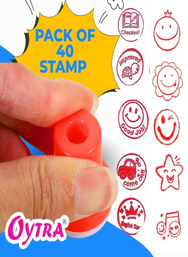 Oytra Rubber Stamps for Kids and Motivation Reward 40 Piece Self Inking Stamp Art Teachers Students Birthday Gift Craft Scrapbooking Birthday Party Favors & DIY Art Craft Supplies - Image 2